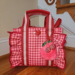 Betsey Johnson Red & Pink Gingham Ruffle Bag ❤ Viral